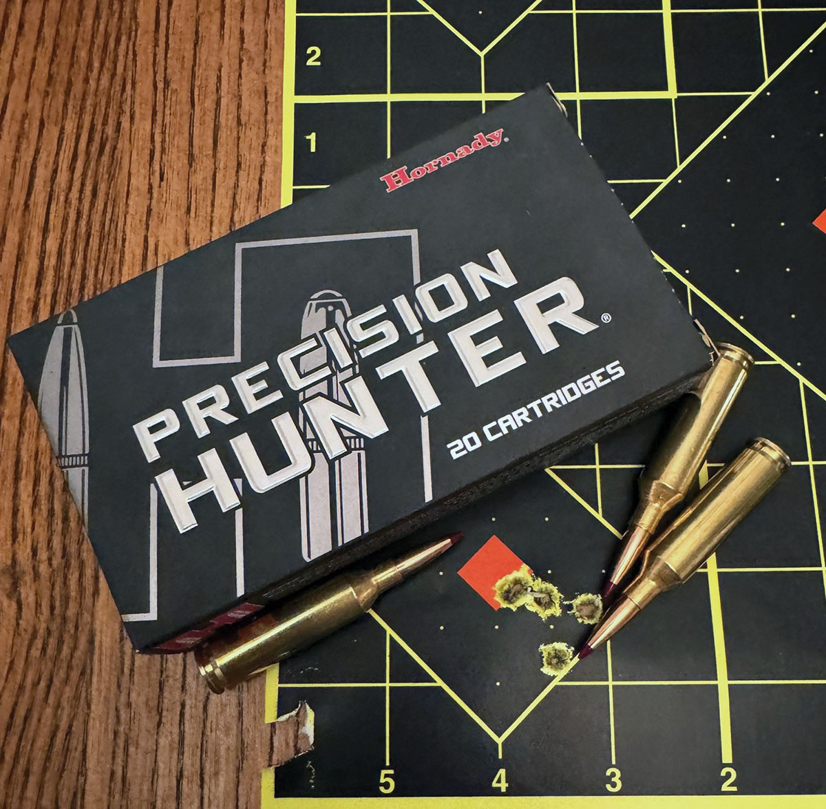 The best group from 100-yard testing with Hornady’s Precision Hunter 80-grain ELD-X factory ammunition. The group shot .70 inch.